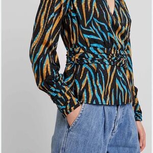 Gestuz Animal Print Wrap Blouse
